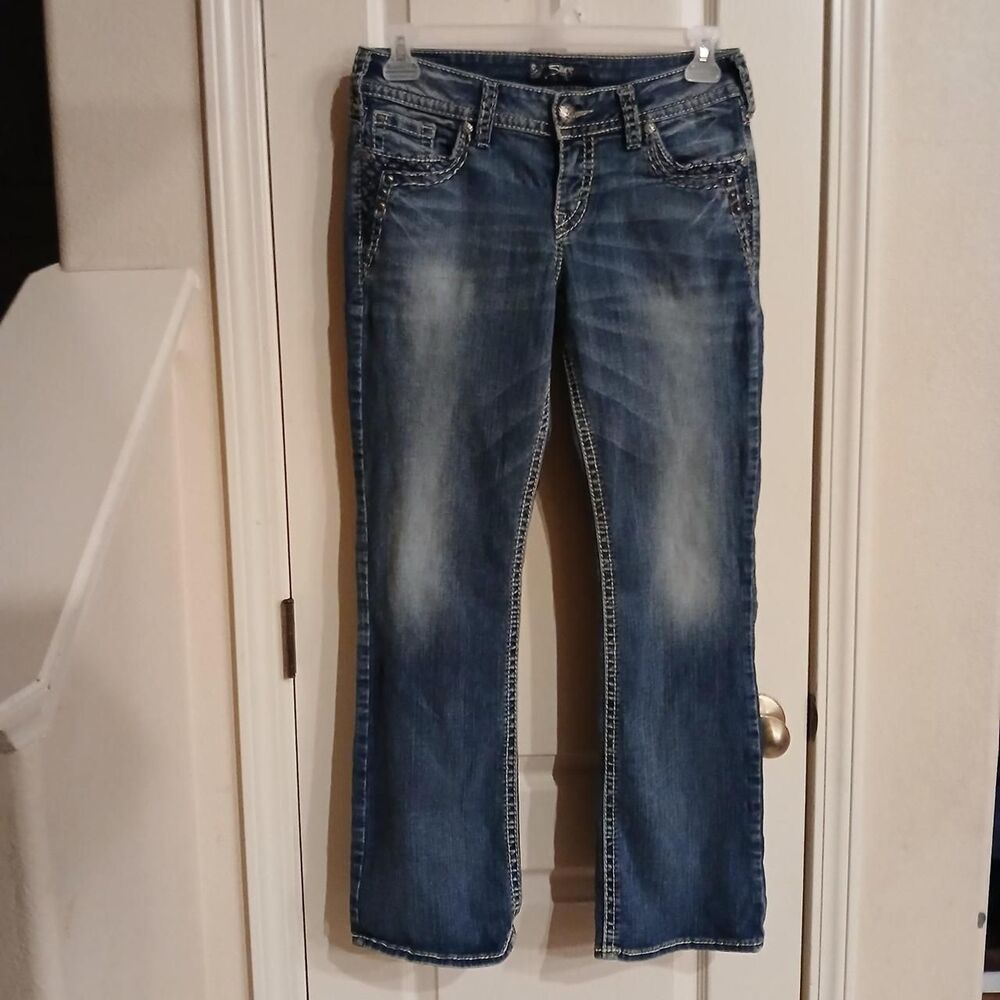 Silver Jeans Co Suki Mid Slim Bootcut Denim Blue Jeans 29x31 Western Y2K